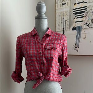 Hollister Red and Blue Button Down Flannel